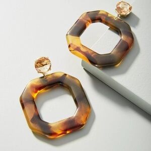 Anthropologie Amelie Octagon Hoop Earrings